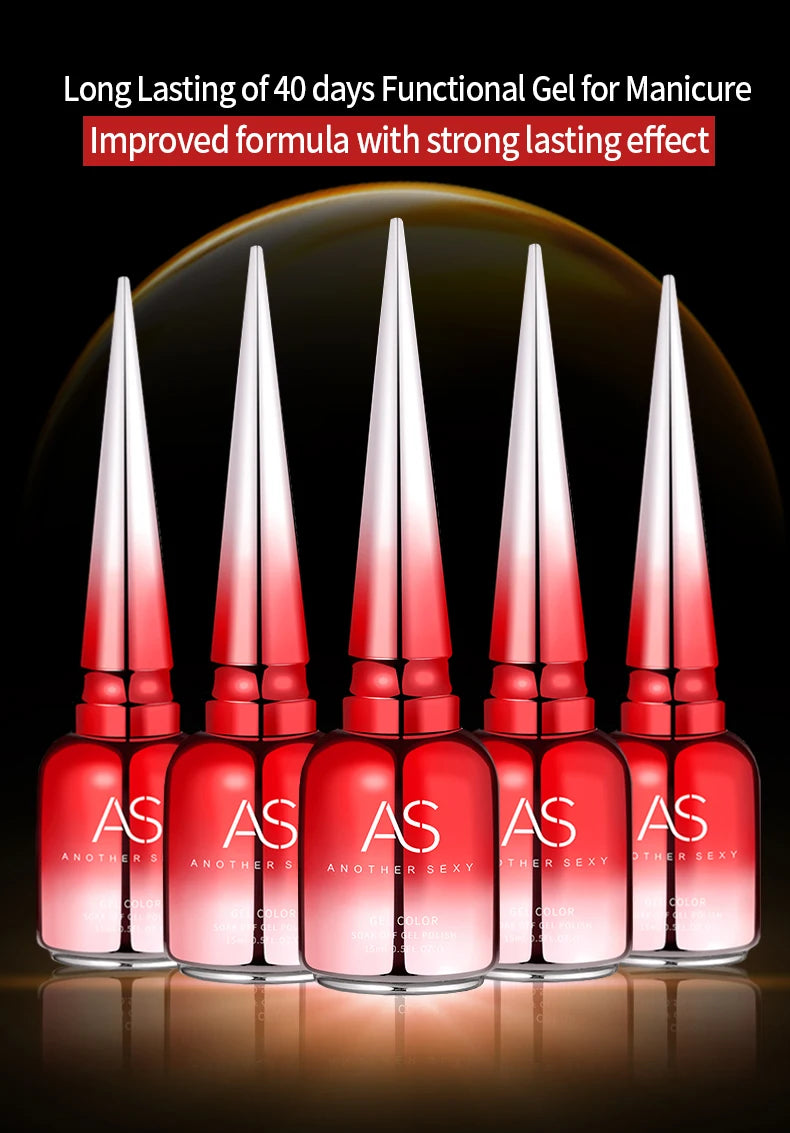 AS 15ml Chrome Mirror Powder Top Coat Transparent Nail Gel Crystal Bright Safe and Non-Toxic Soak Off UV LED Functional Gel