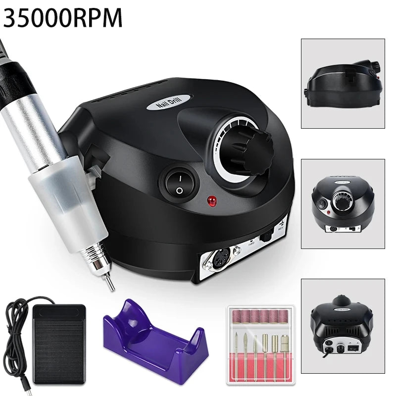 35000RPM Electric Nail Drill Professional Manicure Machine Nail Sander Set Nail Drill Bit Portable Nail Salon Polisher Equipment