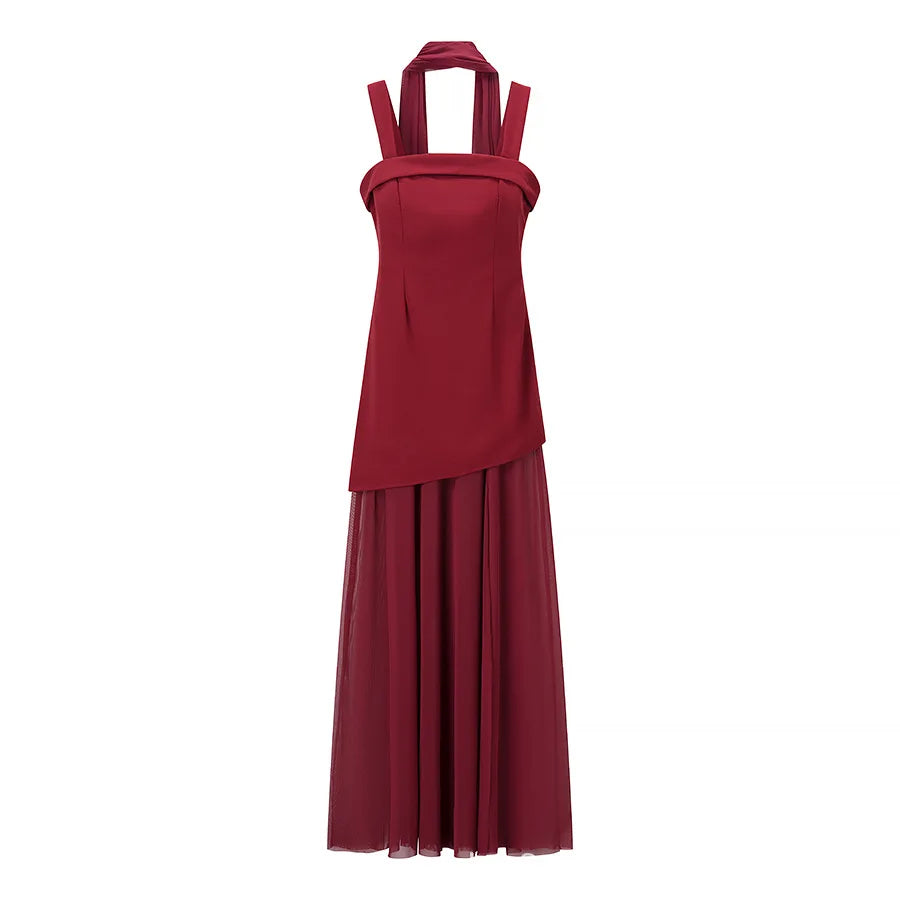 Elegant Women's Strapless Ribbon Long Dress Mesh Maxi Dresses Summer Evening Party Wedding Guest White Yellow Burgundy Brown New