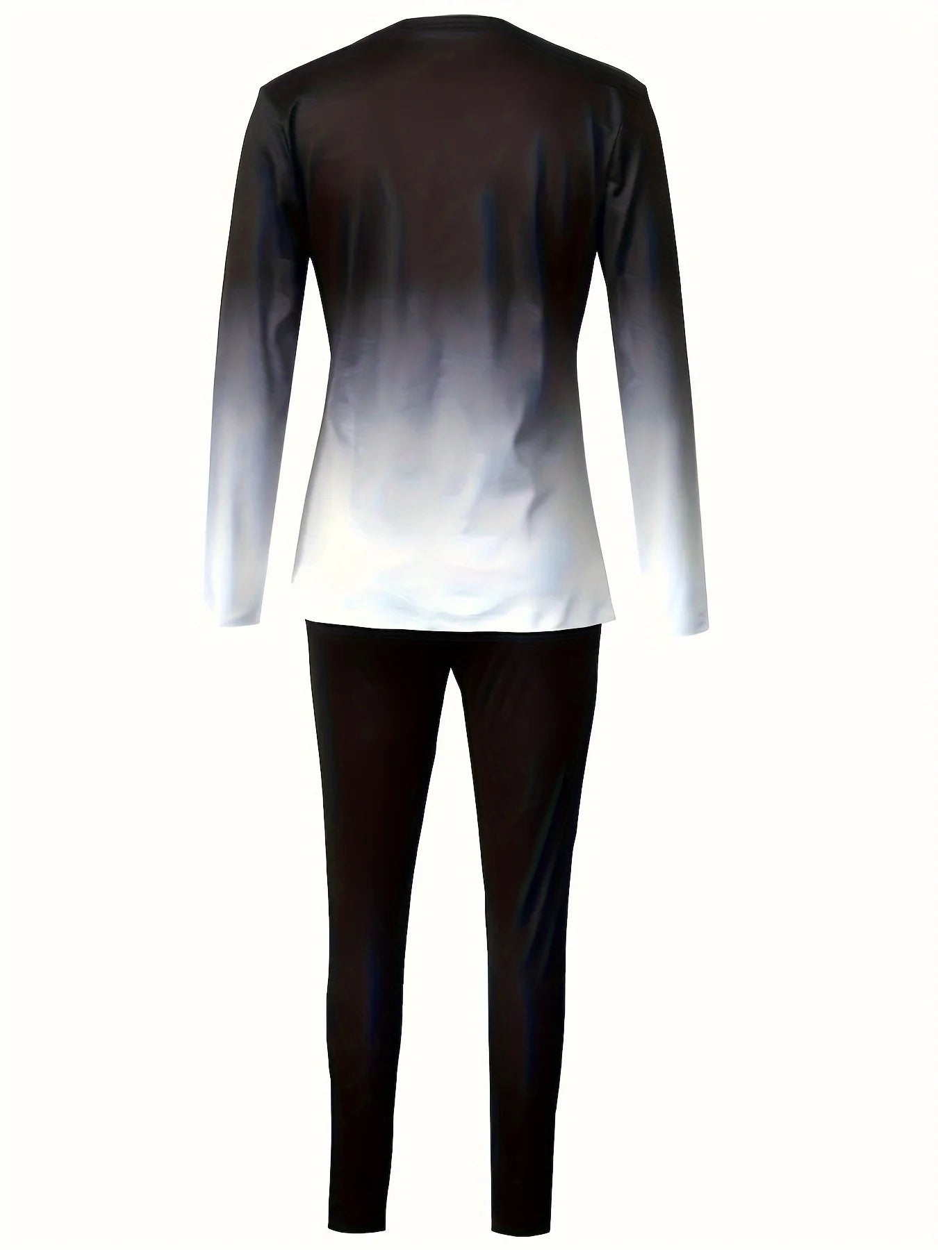 Plus size European and American cross-border spring and autumn new round neck gradient long sleeve trousers casual suit