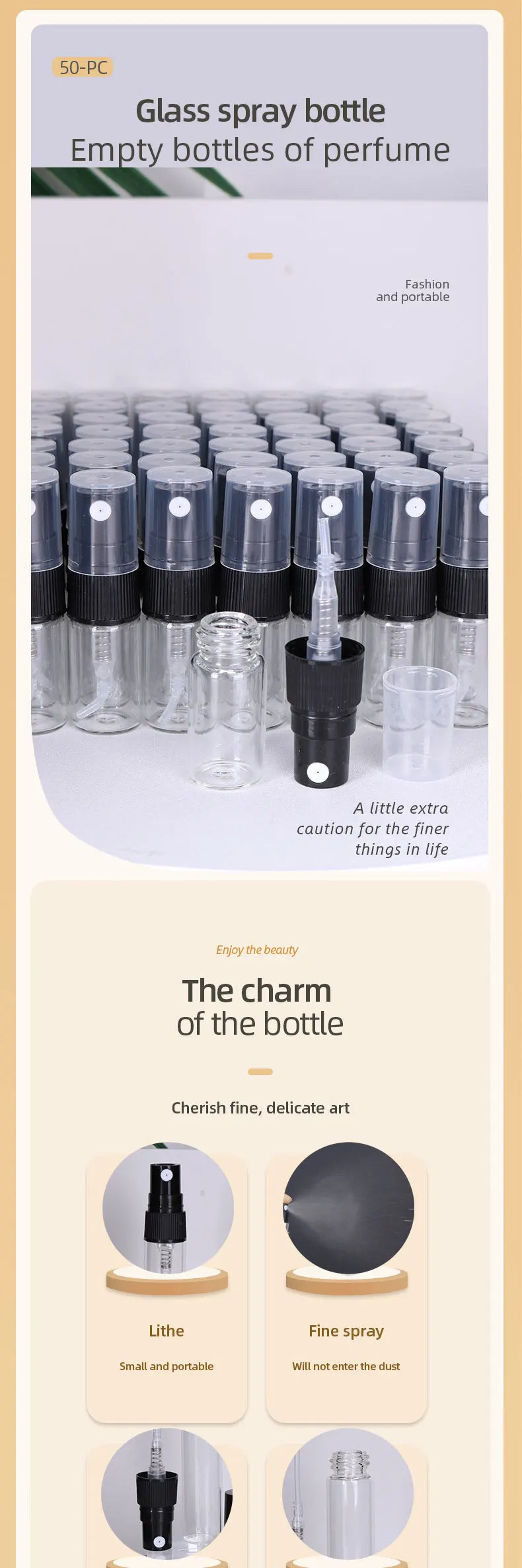 Hot sale 50/piece 2ml transparent glass perfume bottle disposable trial bottle mini travel portable cologne perfume bottle
