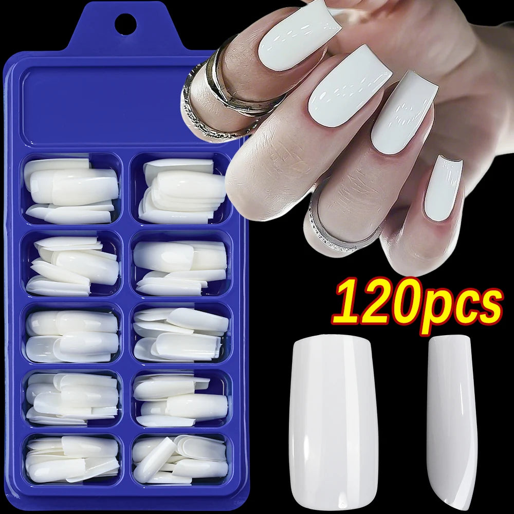 120pcs Short Square Glossy Black Press on Nails Soft Gel Natural Round Square False Nails Reusable Full Cover Acrylic Fake Nails