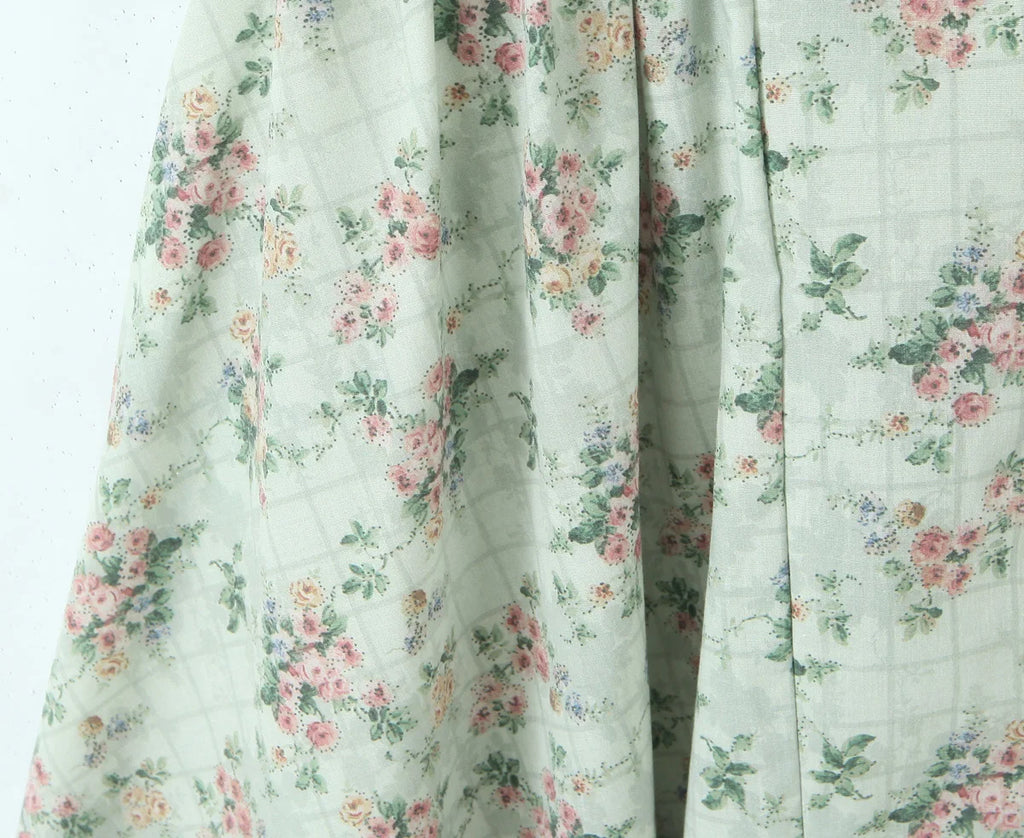 YENKYE Green Floral Print Sexy Spaghetti Straps Dress Women Low Waist A-line Midi Holiday Summer Dresses Party Robe 2025 Vestido