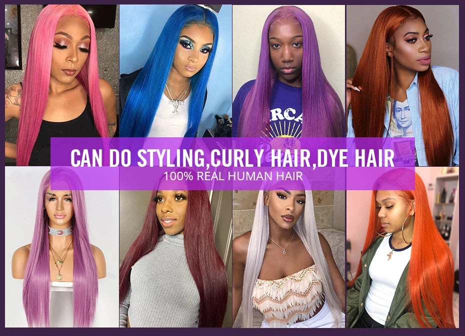 30 40 Inch Natural Black Bone Straight Hair 250 Density 13x6 Hd Transparent Lace Frontal Wig 100% Brazilian Human Hair Wig