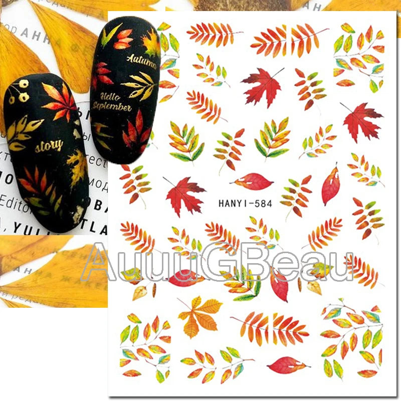 3d Nail Art Decals Geometric Lines Coconut Tree Palms Leaves Flowers Adhesive Sliders Nail Stickers Decorated Manicure