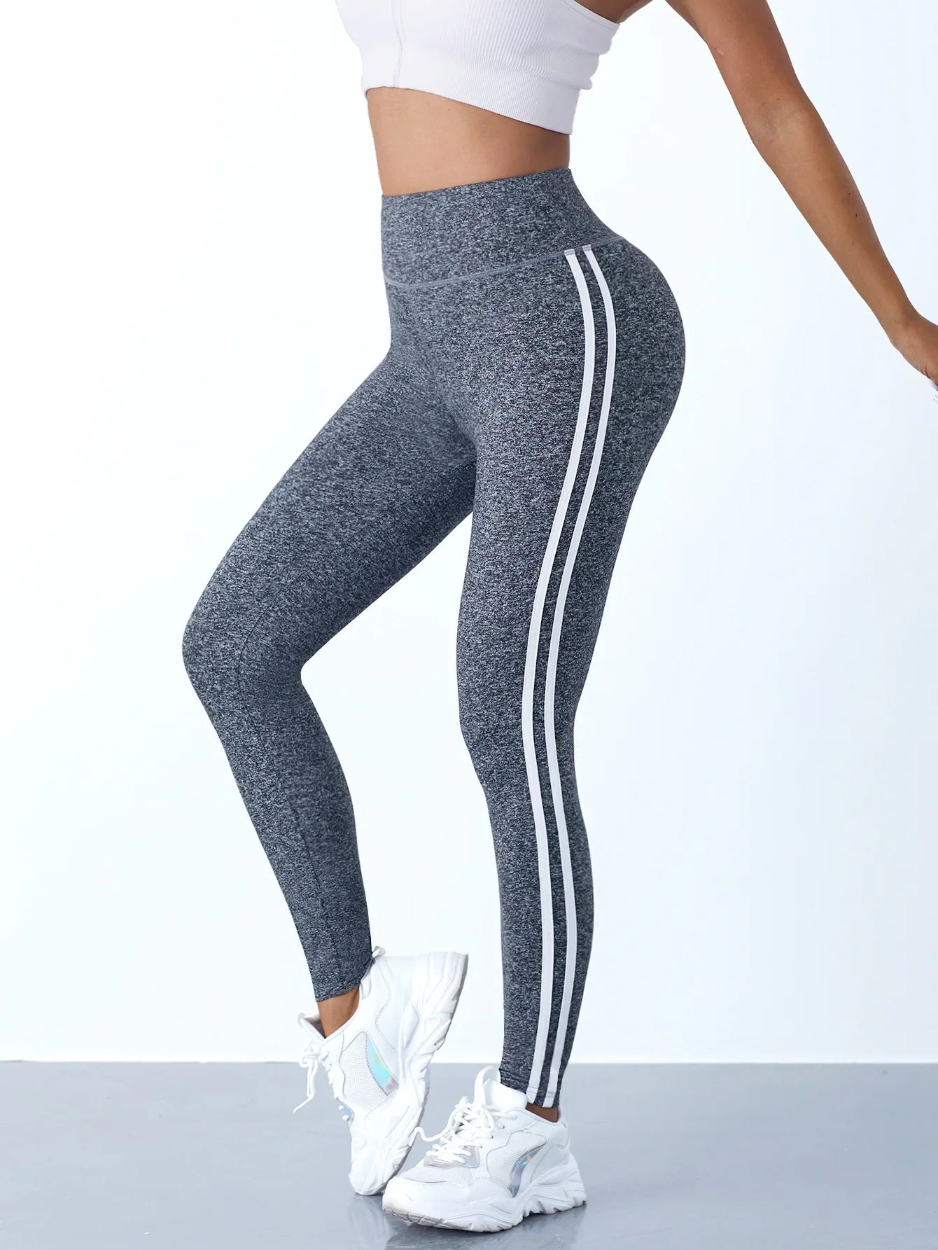 Women Striped Slim Sports Pants Yoga Leggings High Waist Hip Liftting Casul Tights Workout Running Stretchy  Gym Leggings