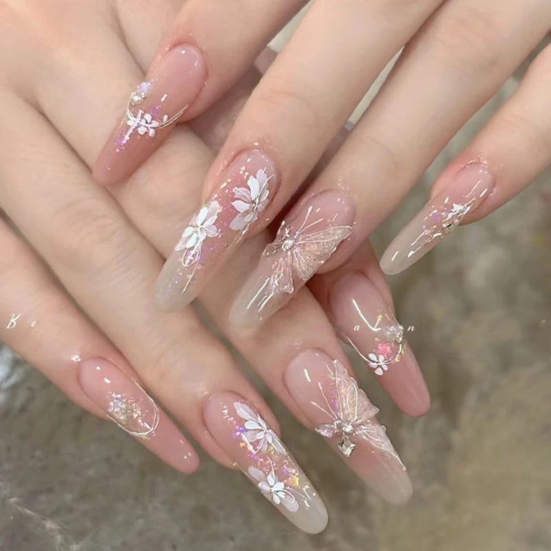 10Rolls4*50cm White Translucent Flower&Butterfly Nail Art Plastic White Flower Nail Tranfer Decal DIY Wedding Bride White Foil