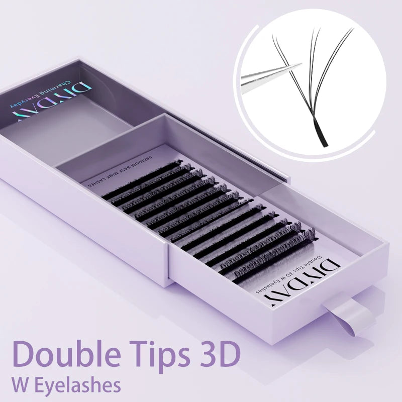 DIYDAY 3D W Lashes Extension 6D W Shaped Bloom Premade Eyelash Fans C D Curl Natural False Eyelashes for Extension Makeup