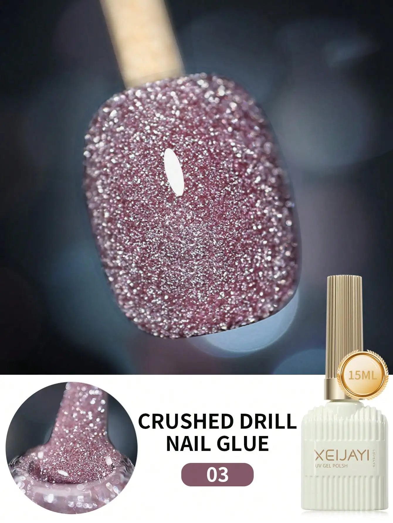 15ml 12Colors Reflective Disco Diamonds Gel Nail Polish With the Holographic Glitter Diamond Collection Gel Nail Polish