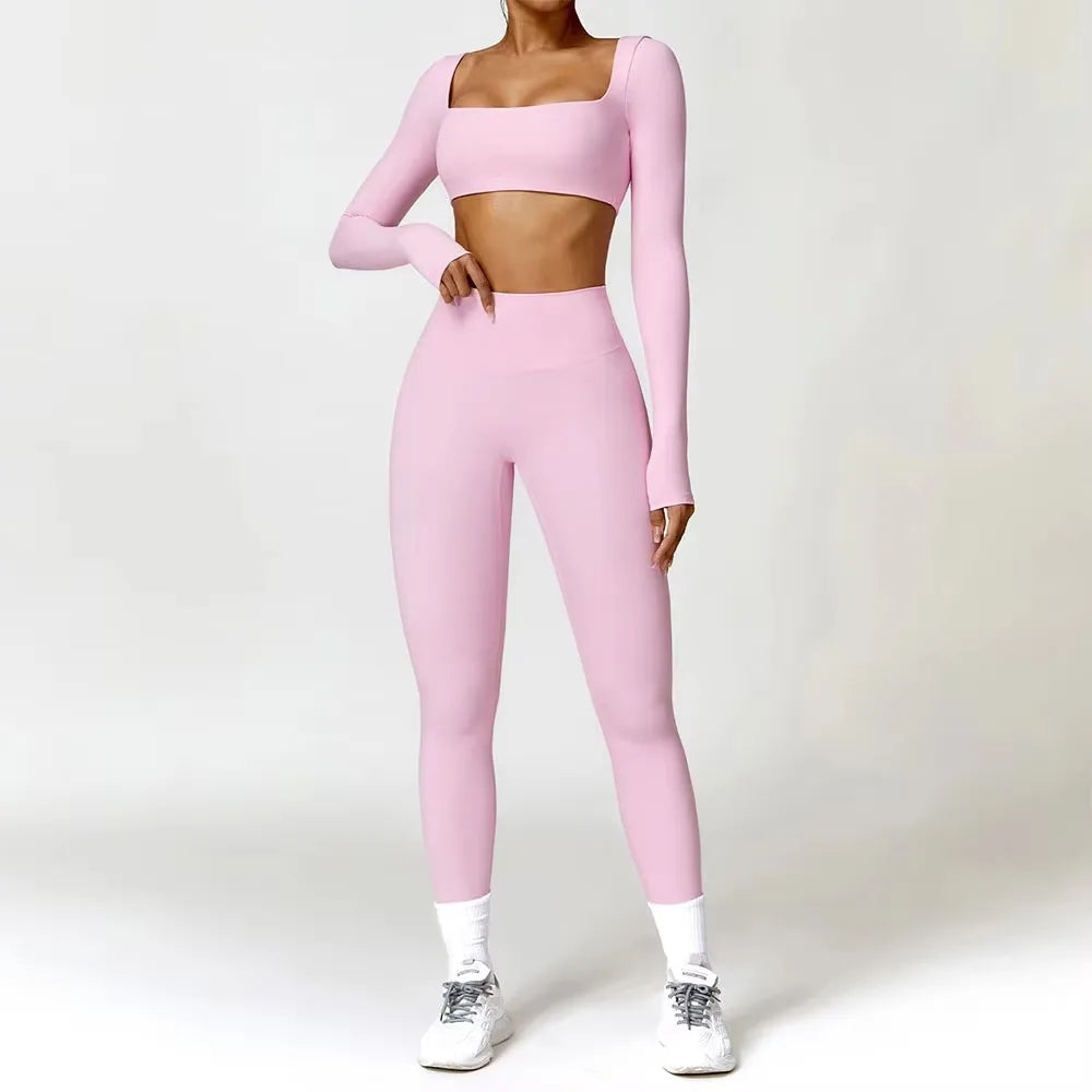Women 2-Piece Sports Set Quick Drying For Gym Running Training Long Sleeve Sports T-Shirt Yoga Clothing Women Gym Sports Clothin