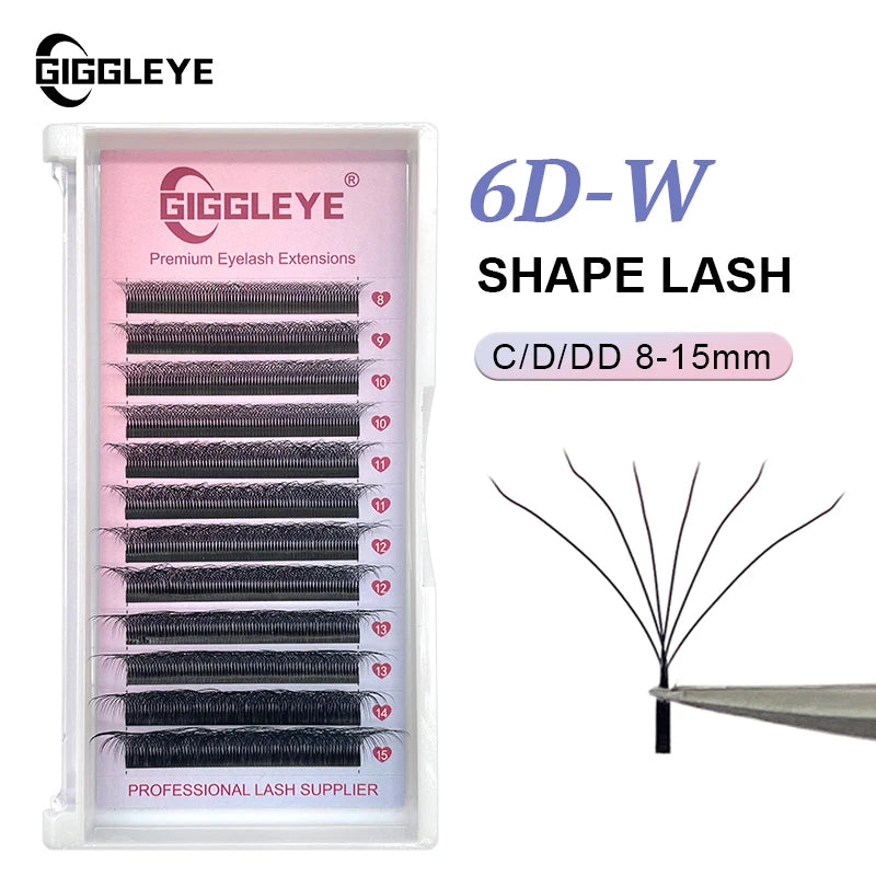 6D W Shape Eyelash Extensions - Pre Made Self Fan Lashes for Easy Application | Blooming Lashes Professional Kit