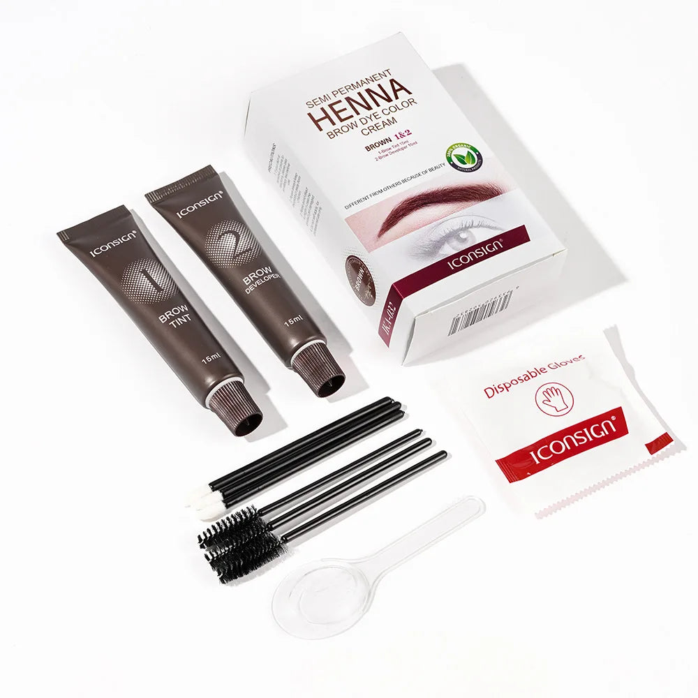 Eyelash Eyebrow Tint Permanent Dye Kit Waterproof Lasting Fast Tint Henna Brow Enhancers Cream Gel Makeup Tool