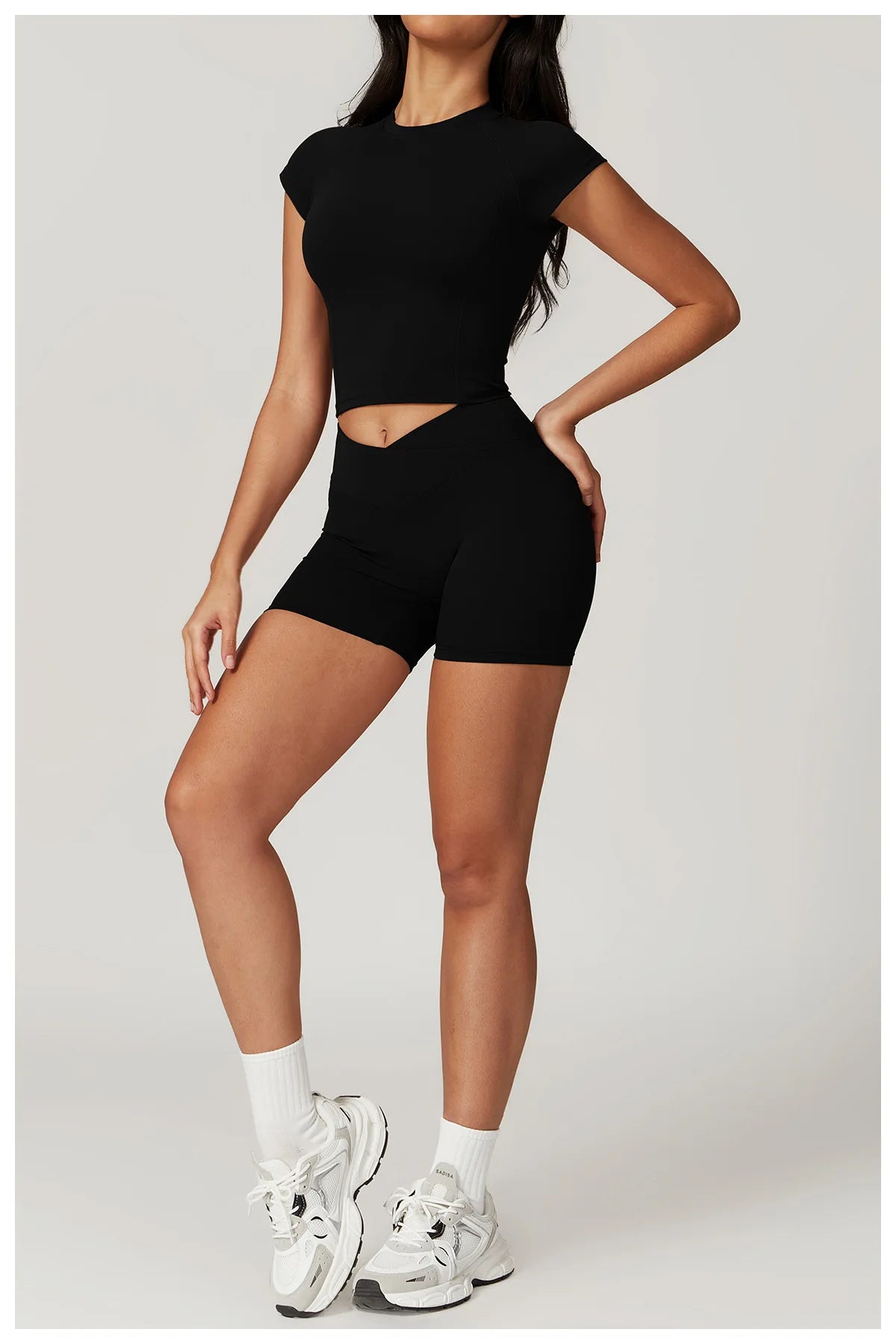 2 Pieces Yoga Set Gym Clothes Sportswear Yoga Suits For Women Fitness Short Sleeve Crop Top Tracksuits Sports Bra Gym Leggings