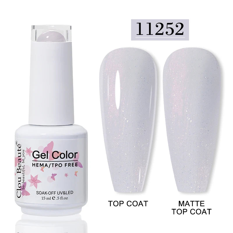 Clou Beaute Glitter Gel Nail Varnishes Winter Color Sparkling Sequins Soak Off UV LED Varnish Nail Art Decoration Base Top Coat