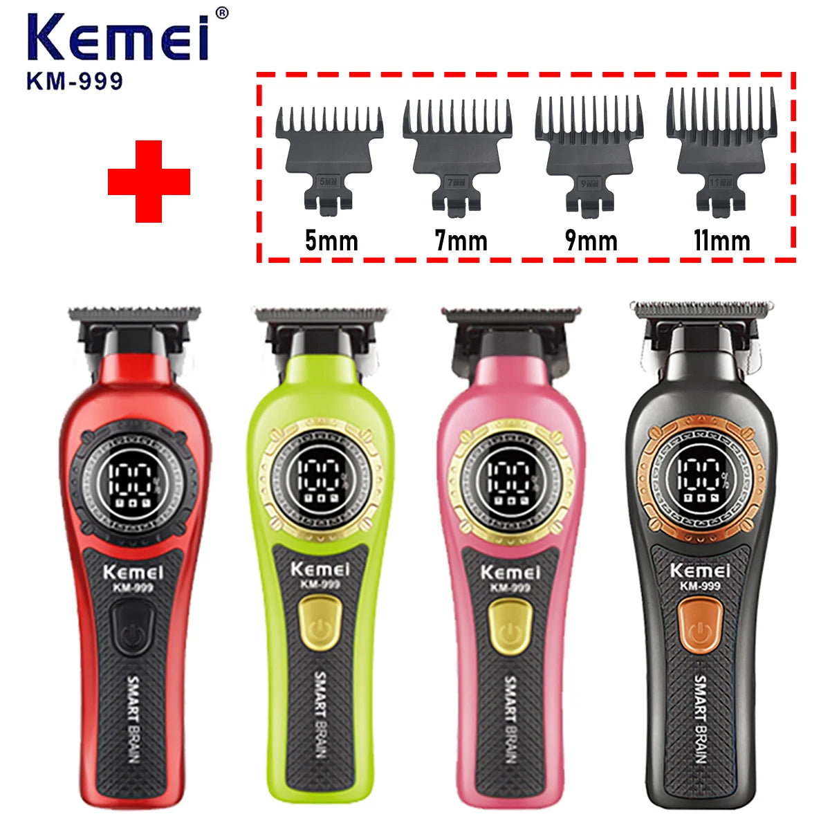 Kemei KM999 Electric HairCut Machine Digital Display Hair Clipper Professional Cordless Precision Adjustment Trimmer Shaver Hair