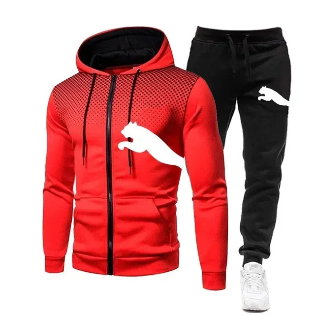 2025 Men's Autumn and Winter Hooded Sweatshirt Set, Hooded Sweatshirt + Pants Set, Sports Running Leisure Wear