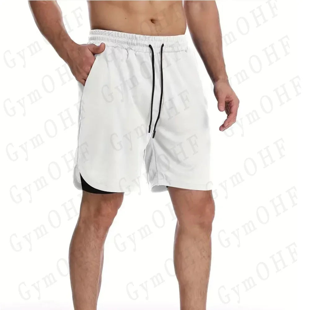 Goku Anime Running Shorts Men Fitness Gym Training 2 in 1 Sports Shorts Quick Dry Workout Jogging Double Deck Shorts