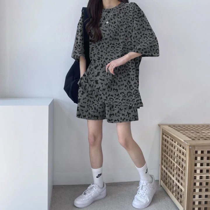 Women T-Shirt Shorts Suit Set Casual Tie Dye Loose tshirt and wide leg middle shorts with pockets female Soft Summer Shorts Sets