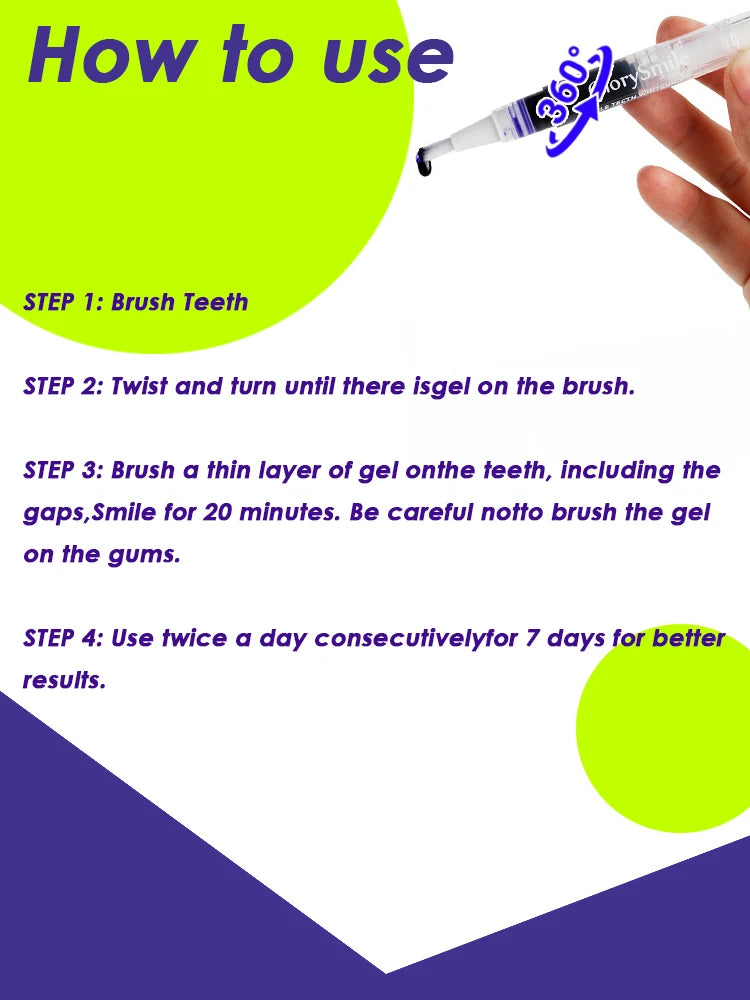 Purple Instant Teeth Whitening Pen Tartar Toothpaste Cleaning Tooth Stain No Sensitivity for a Brighter Whiter Smile Decay Care