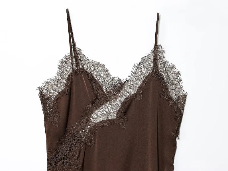MUJER 2025 Lace Slip Dress Woman Black Backless Short Dresses for Women Asymmetric Party Women's Summer Dress Satin Sexy Dresses