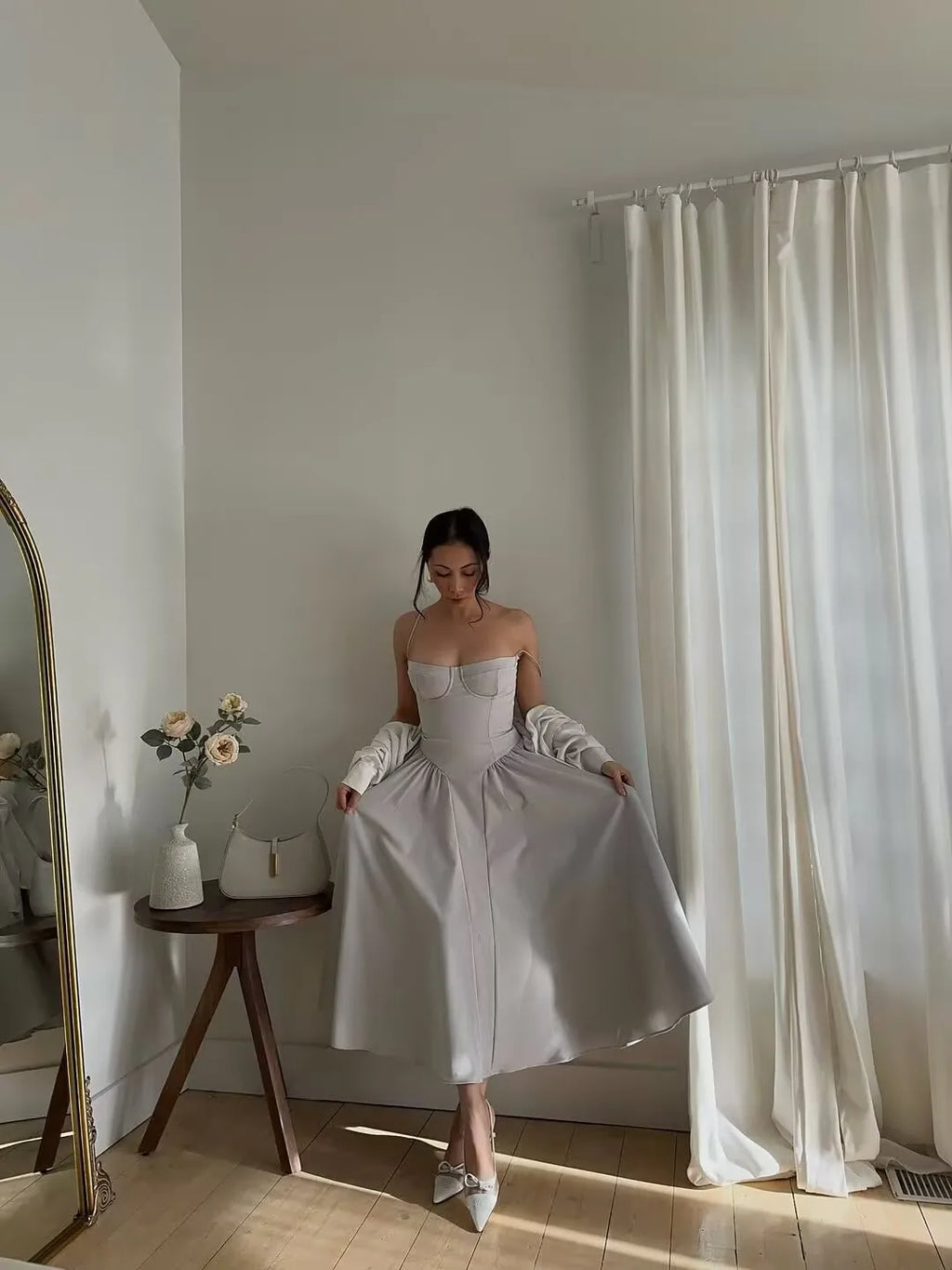 YENKYE Green Floral Print Sexy Spaghetti Straps Dress Women Low Waist A-line Midi Holiday Summer Dresses Party Robe 2025 Vestido