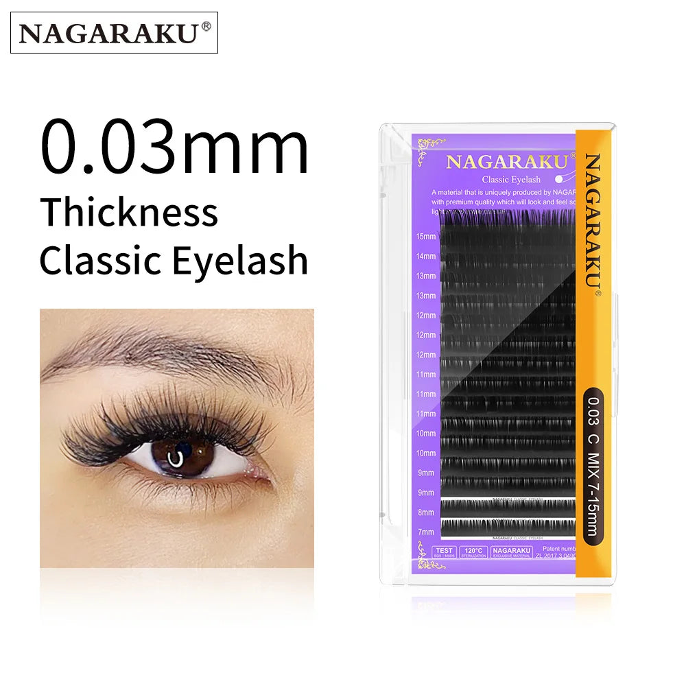 NAGARAKU Eyelashes Makeup classical 0.03mm Individual Eyelash Faux Cils Eyelash Extension for Professionals Soft Natural Mink