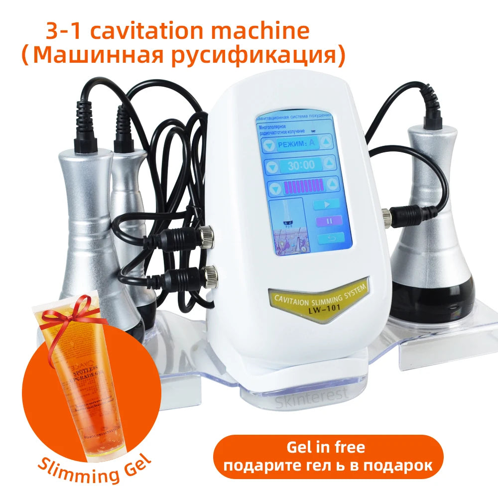 3 In 1 Beauty Body Slimming Massager Cavitation Machine Multi-Functional Device Face Body Tightening Lifting Spa Skincare Tool