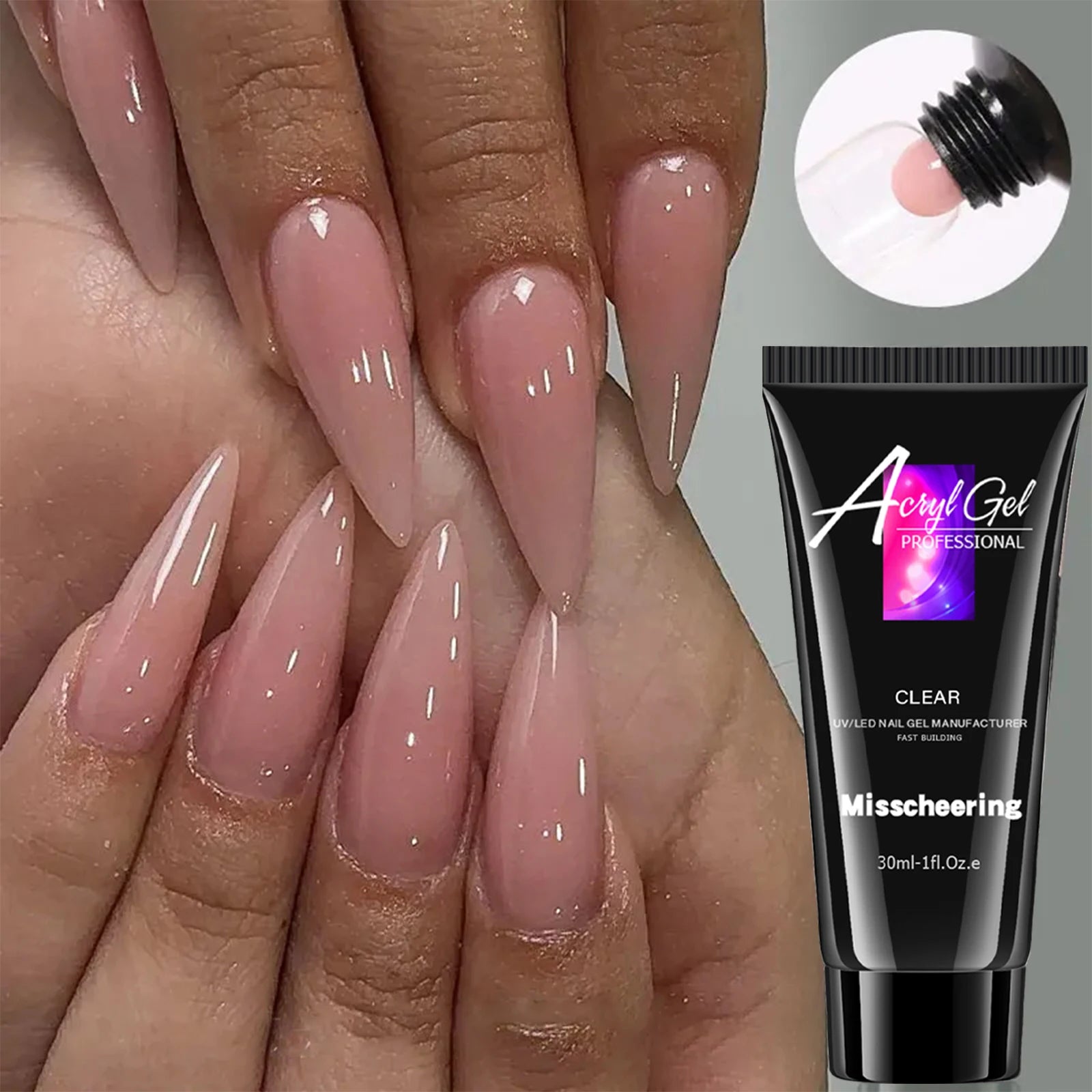 30ml Solid Color Nail Extension Gel Nail Build Poly  Acrylic Gel Uv Led Quick Extension Of Crystal Model Painless Crystal Glue
