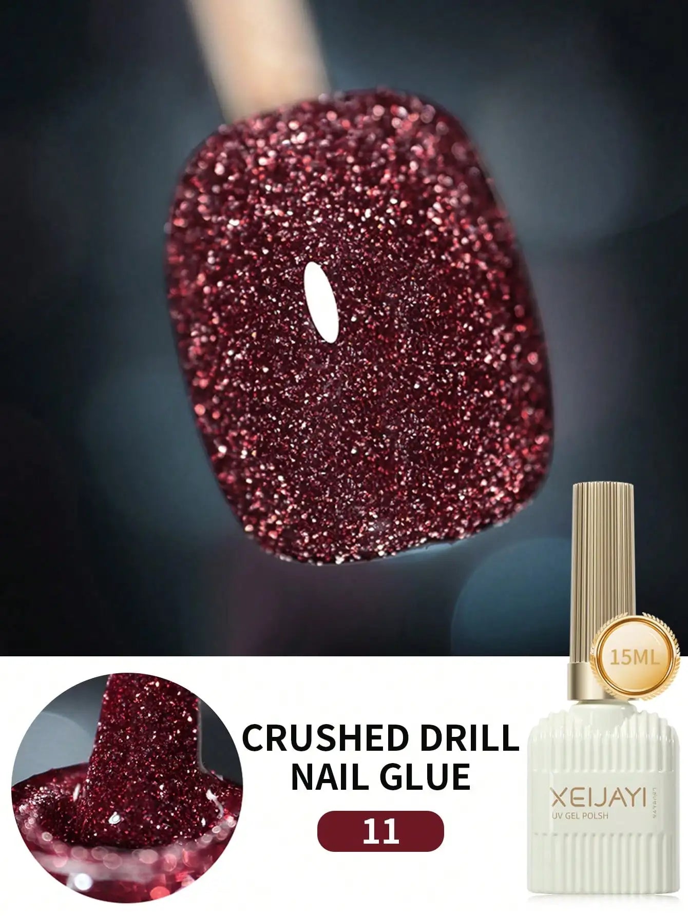 15ml 12Colors Reflective Disco Diamonds Gel Nail Polish With the Holographic Glitter Diamond Collection Gel Nail Polish