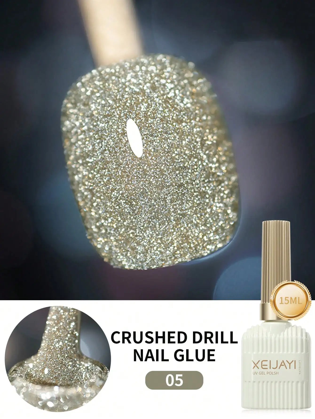 15ml 12Colors Reflective Disco Diamonds Gel Nail Polish With the Holographic Glitter Diamond Collection Gel Nail Polish