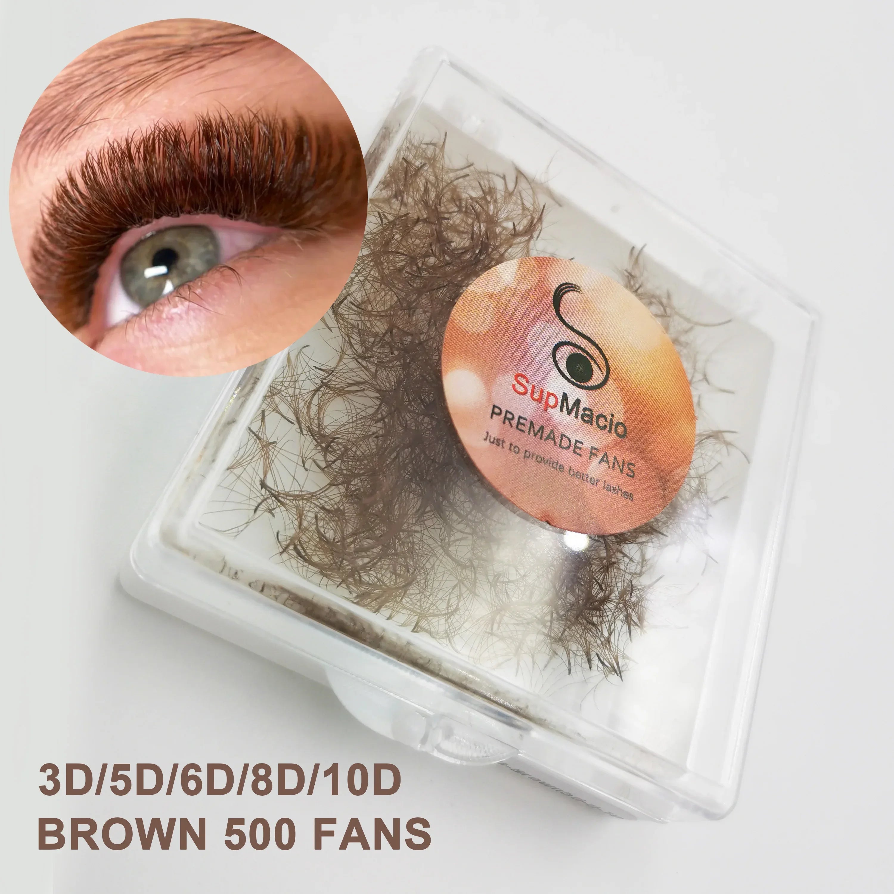 SupMacio Brown Premade Fan Lash Extensions 3D/5D/6D/8D/10D Thin Pointy Base 500 Fans Loose Promade Volume Lashes Makeup Cilio