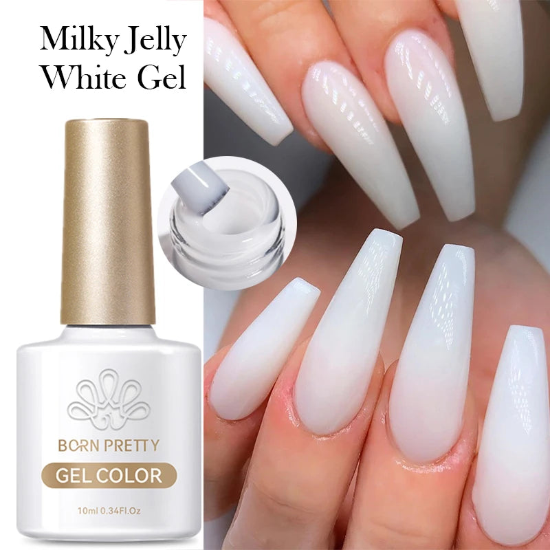 BORN PRETTY Water Light Cat Magnetic Gel Nail Polish Nude Milk White Jelly Color Semi Permanent Soak Off UV LED Gel Varnish DIY