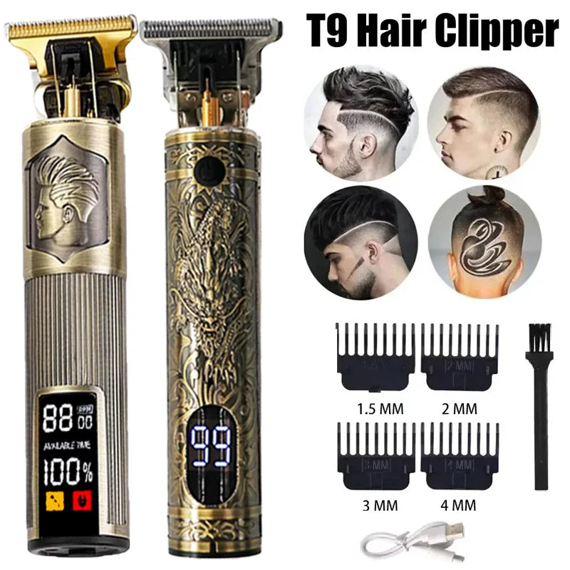 New！T9 Electric Hair Trimmer/Accessories | USB Professional Shaver | 0mm Bald Fade Cutting Machine Portable for Men Home Haircut