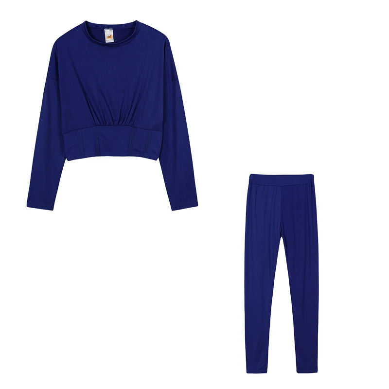 2023 Autumn New Women's Pure Color Sports Waist Suit Fashion Casual Two-piece Set