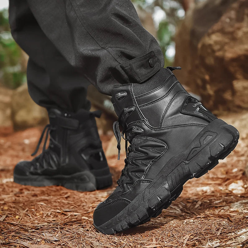 Autumn and Winter New Large High Top Training Boots Outdoor Mountaineering and Hiking Boots Anti slip Wear Resistant Work Shoes