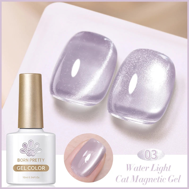 BORN PRETTY Water Light Cat Magnetic Gel Nail Polish Nude Milk White Jelly Color Semi Permanent Soak Off UV LED Gel Varnish DIY