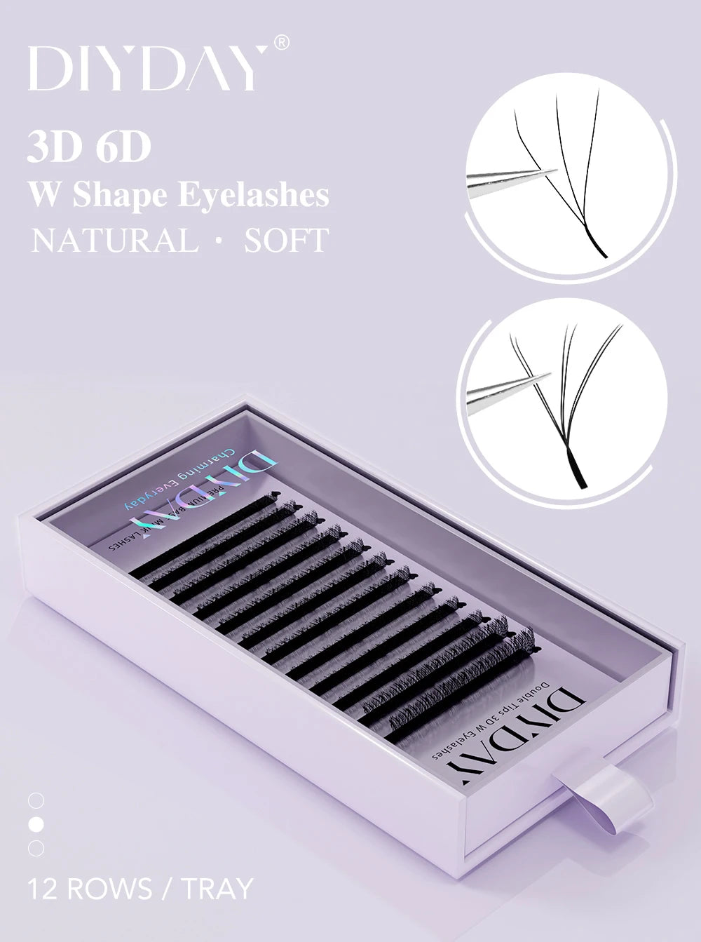 DIYDAY 3D W Lashes Extension 6D W Shaped Bloom Premade Eyelash Fans C D Curl Natural False Eyelashes for Extension Makeup