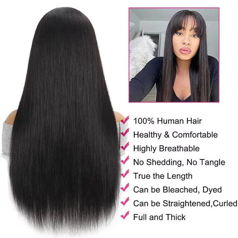 30 40 Inch Natural Black Bone Straight Hair 250 Density 13x6 Hd Transparent Lace Frontal Wig 100% Brazilian Human Hair Wig