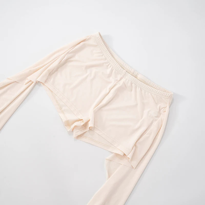 Weird Puss Elegant Women 2 Piece Set Halter Swing Collar Backless Sexy Tank Tops+Side Tassel Shorts Matching Clubwear Outfits