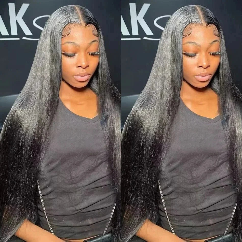 30 40 Inch Bone Straight 13x6 HD Lace Frontal Wigs Pre Plucked Brazilian Transparent Lace Front Human Hair For Women 200 Density