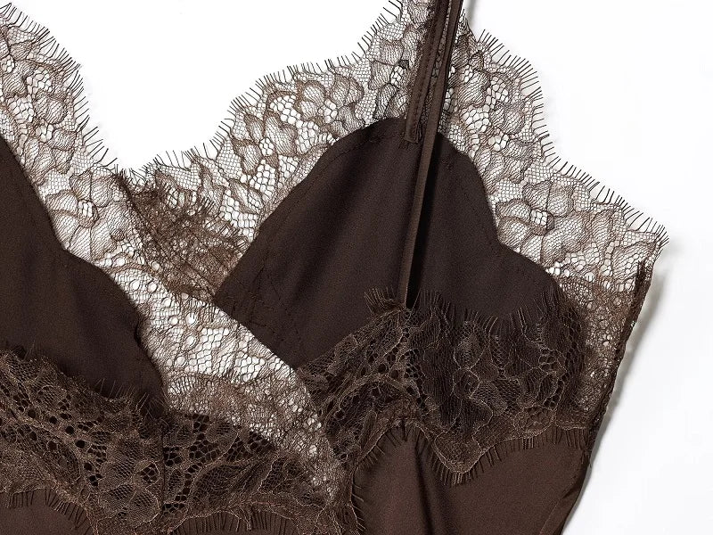 MUJER 2025 Lace Slip Dress Woman Black Backless Short Dresses for Women Asymmetric Party Women's Summer Dress Satin Sexy Dresses
