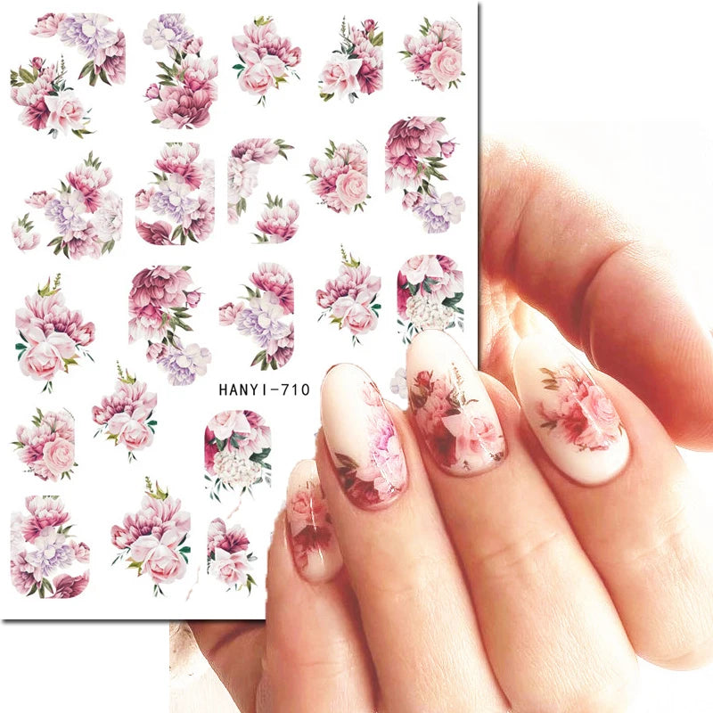 3d Nail Art Decals Geometric Lines Coconut Tree Palms Leaves Flowers Adhesive Sliders Nail Stickers Decorated Manicure