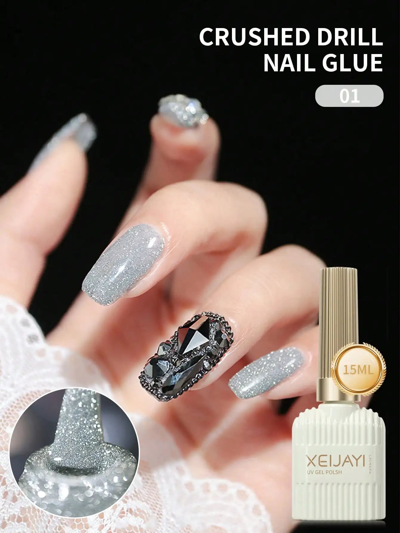 15ml 12Colors Reflective Disco Diamonds Gel Nail Polish With the Holographic Glitter Diamond Collection Gel Nail Polish