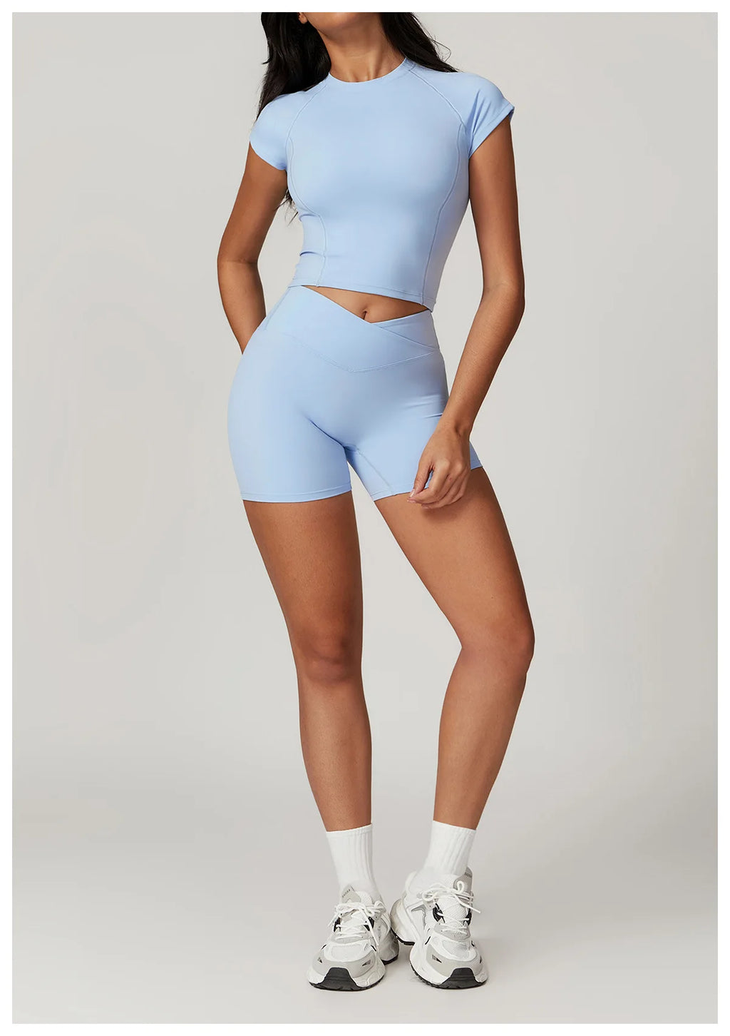 2 Pieces Yoga Set Gym Clothes Sportswear Yoga Suits For Women Fitness Short Sleeve Crop Top Tracksuits Sports Bra Gym Leggings