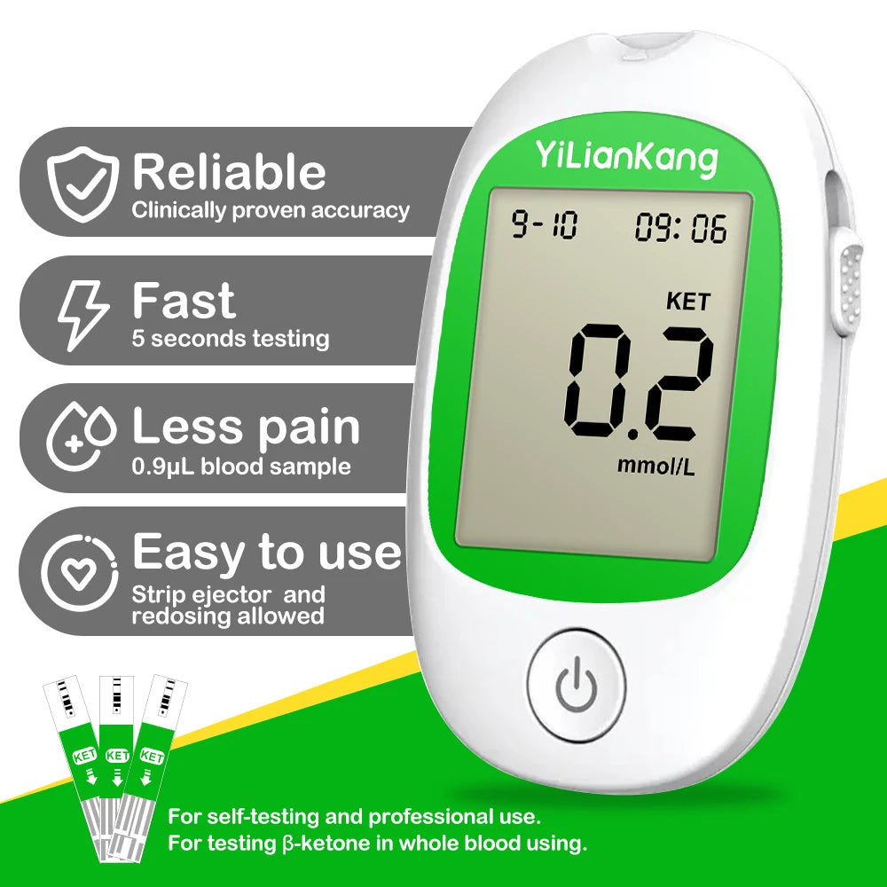 Blood Ketone Meter Kit for Keto Diet Testing - Complete Ketone Test Kit with Ketone Monitor and 15 Keto Strips, Lancing Device