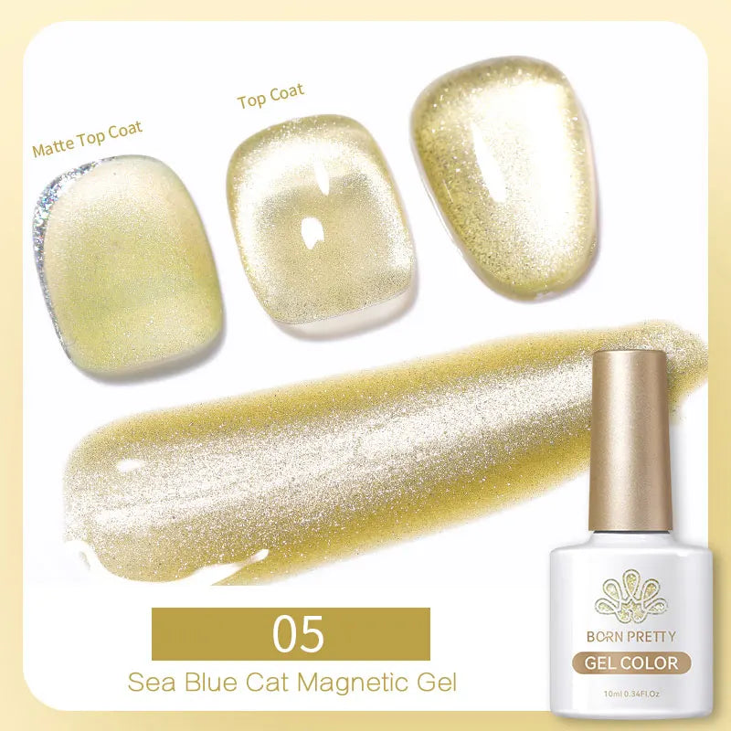 BORN PRETTY Water Light Cat Magnetic Gel Nail Polish Nude Milk White Jelly Color Semi Permanent Soak Off UV LED Gel Varnish DIY