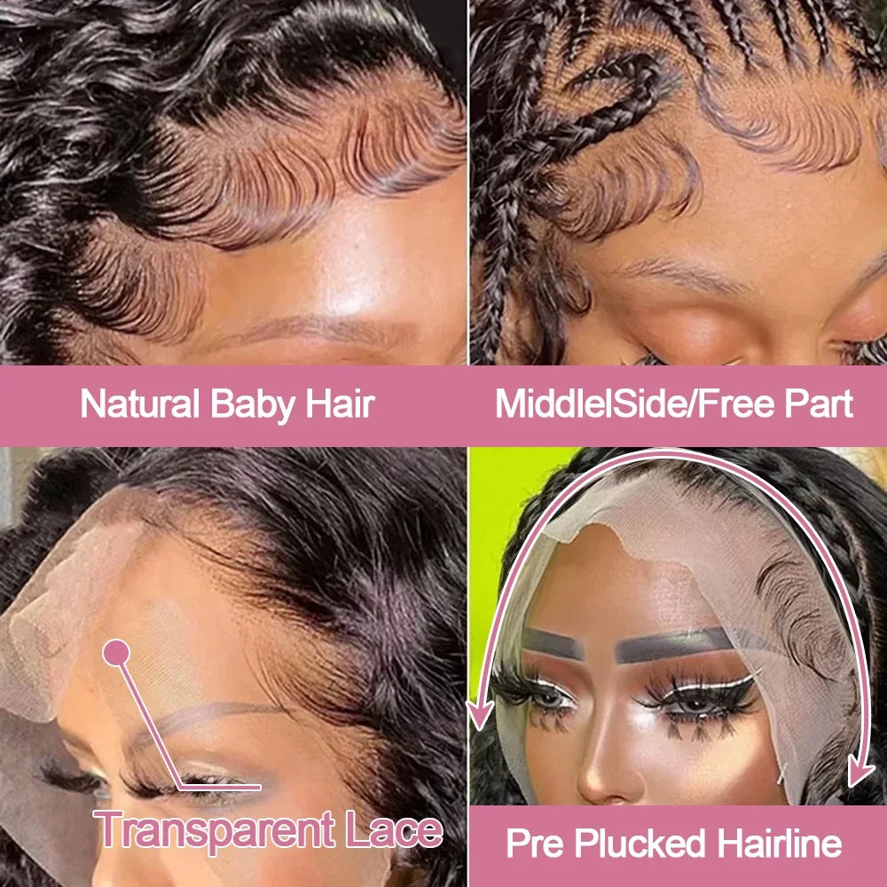 300% Density 40 46 Inch 13x6 HD Loose Deep Wave Lace Frontal Wig Brazilian 13x4 Water Curly Human Hair Wigs For Women Preplucked