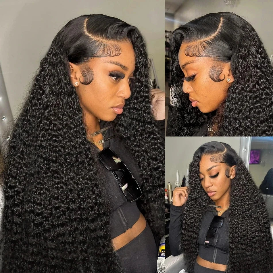 40 Inch Human Hair Wig Deep Wave 13X6 Hd Curly Lace Glueless Human Hair 100 Frontal  7X5 Lace Wigs Natural Black  Curly Wig