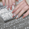 10Rolls4*50cm White Translucent Flower&Butterfly Nail Art Plastic White Flower Nail Tranfer Decal DIY Wedding Bride White Foil