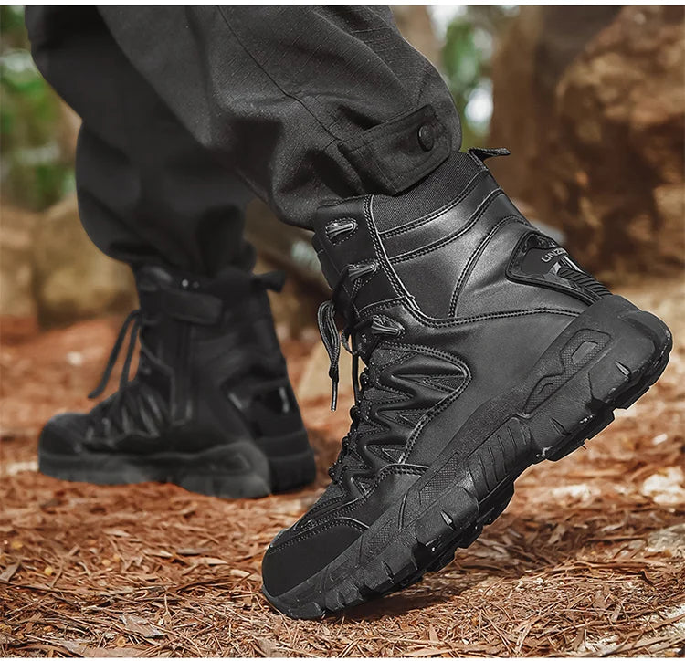 Autumn and Winter New Large High Top Training Boots Outdoor Mountaineering and Hiking Boots Anti slip Wear Resistant Work Shoes